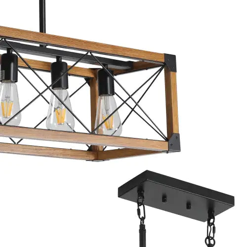 5 Lights Vintage Farmhouse Chandelier For Kitchen, Living Room, Dining Room Walnut - No Bulbs Unavailable Platforms- Temu