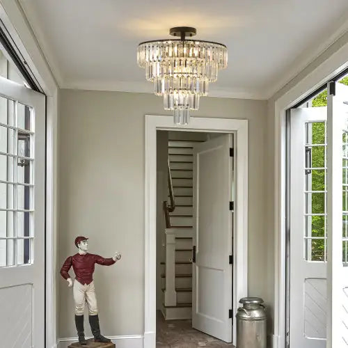 Large Black Crystal Chandelier, Contemporary Style Chandelier, Dining Room, Living Room, Bedroom - Bulb Not Included  Unavailable Platforms- Temu