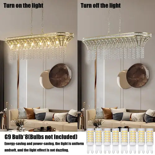 Modern Champagne Gold Kitchen Island Lamp - Oval Crystal Ceiling Chandelier Unavailable Platform- Temu